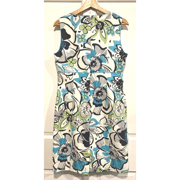 Abbie Mags -short sleeve zip lined tropical floral cotton dress women's size 8 - Picture 2 of 4